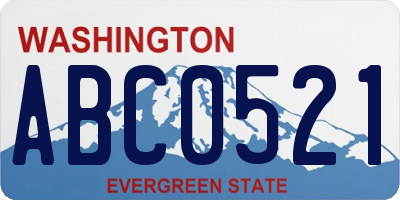 WA license plate ABC0521