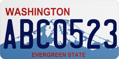WA license plate ABC0523