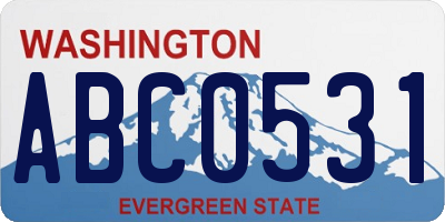 WA license plate ABC0531