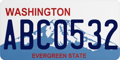 WA license plate ABC0532