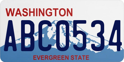 WA license plate ABC0534
