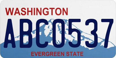 WA license plate ABC0537