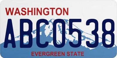 WA license plate ABC0538