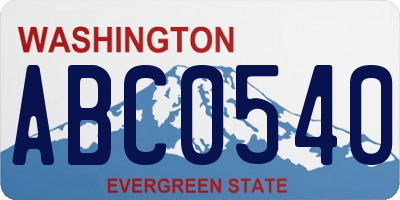 WA license plate ABC0540