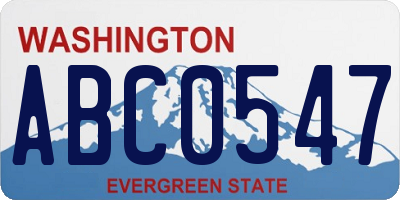 WA license plate ABC0547