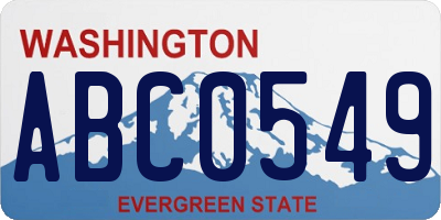 WA license plate ABC0549