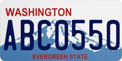 WA license plate ABC0550