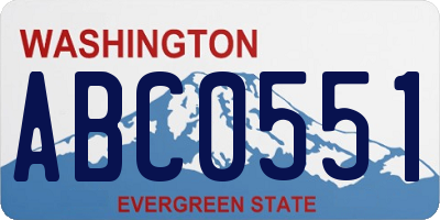 WA license plate ABC0551