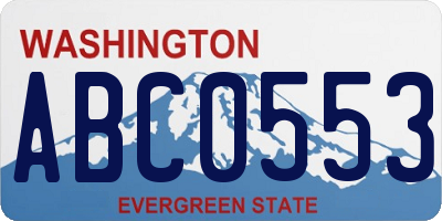 WA license plate ABC0553