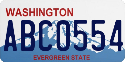 WA license plate ABC0554