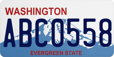 WA license plate ABC0558