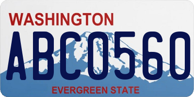 WA license plate ABC0560