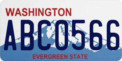 WA license plate ABC0566