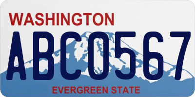 WA license plate ABC0567