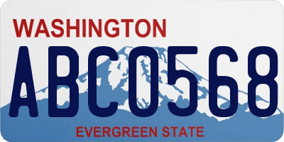 WA license plate ABC0568