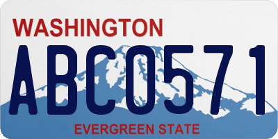 WA license plate ABC0571