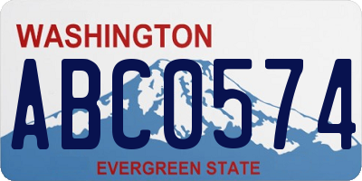 WA license plate ABC0574