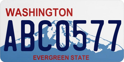 WA license plate ABC0577