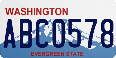 WA license plate ABC0578