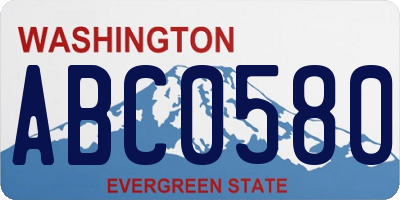 WA license plate ABC0580