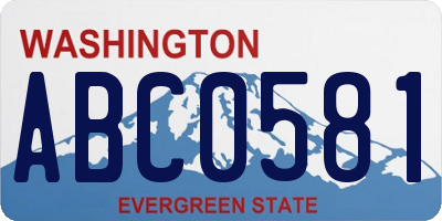 WA license plate ABC0581