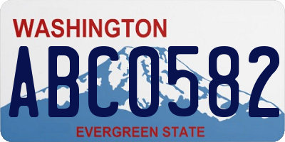 WA license plate ABC0582