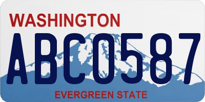 WA license plate ABC0587