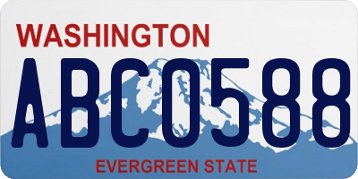 WA license plate ABC0588