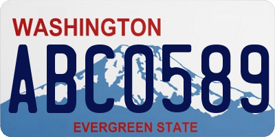WA license plate ABC0589