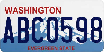 WA license plate ABC0598