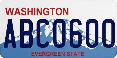 WA license plate ABC0600
