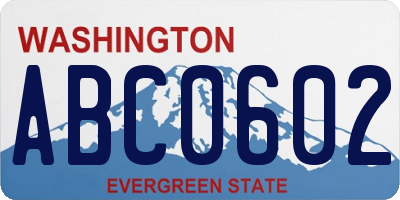 WA license plate ABC0602