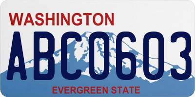 WA license plate ABC0603