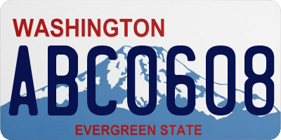 WA license plate ABC0608
