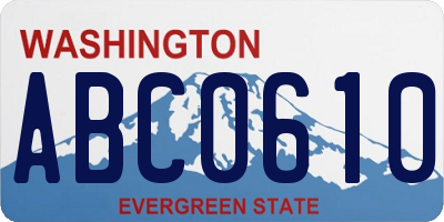 WA license plate ABC0610
