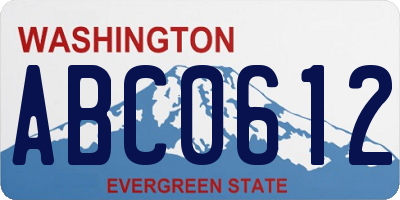 WA license plate ABC0612