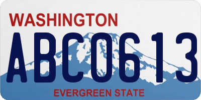 WA license plate ABC0613