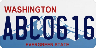 WA license plate ABC0616
