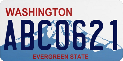 WA license plate ABC0621