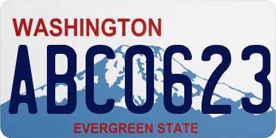 WA license plate ABC0623
