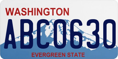 WA license plate ABC0630