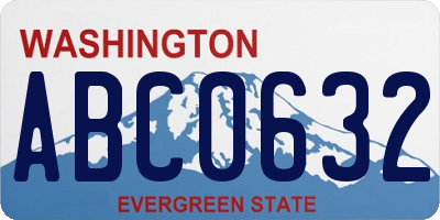 WA license plate ABC0632