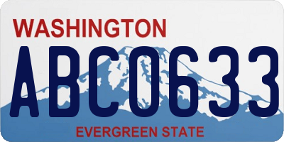 WA license plate ABC0633