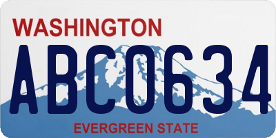 WA license plate ABC0634