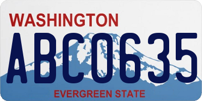 WA license plate ABC0635