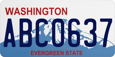 WA license plate ABC0637