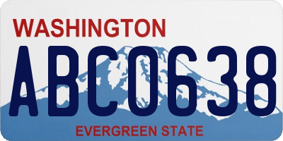 WA license plate ABC0638