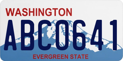 WA license plate ABC0641