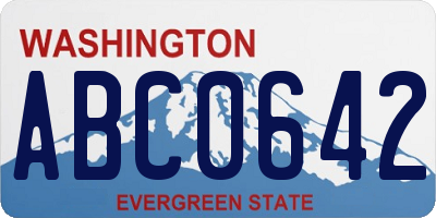 WA license plate ABC0642