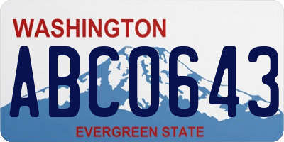 WA license plate ABC0643